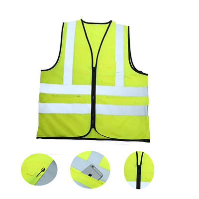 Reflective Strips Safety Vest With Pocket