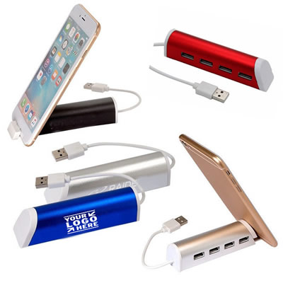Portable USB 4 Port HUB Phone Holder