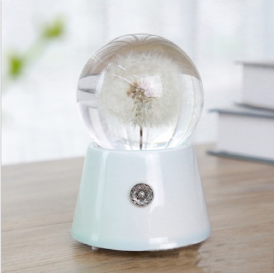 Dandelion Crystal Ball Night Light Music Box