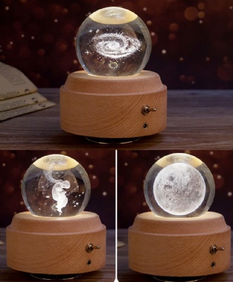 3D Multi Color Crystal Ball Musical Box