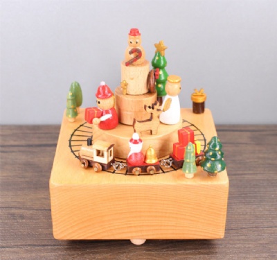 Clockwork Christmas Wooden Music Box