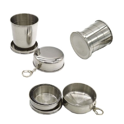 Travel Collapsible Stainless Steel Cup with Keychain